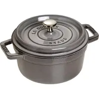 Staub - Cocotte avec couvercle - 20 cm diametre - 2.2 L - ronde - noir mat, gris graphite