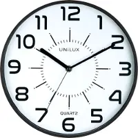 Unilux 400094281 Horloge murale POP - Ø 28 cm, mouvement à quartz silencieux, noir