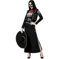 Atosa Mexican Skeleton Woman Costume Noir 2XL Enfants