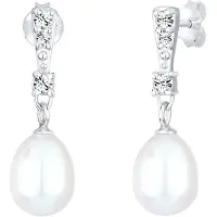 Elli Boucles d'oreilles argent / blanc perle