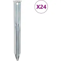 vidaXL Piquets de tente 24 pcs 17 cm Ø20 mm acier galvanisé