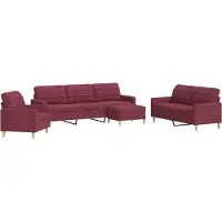 vidaXL Ensemble de canapés 4 pièces avec pouf vin rouge Tissu
