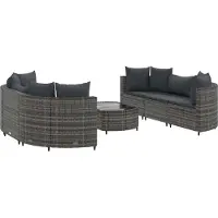 vidaXL Ensemble de salon de jardin 7 pièces avec coussins Gris Poly rotin