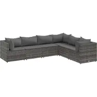 vidaXL Ensemble de salon de jardin 5 pièces avec coussins Gris Poly rotin