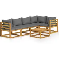 vidaXL Ensemble de salon de jardin 6 pièces avec coussins en bois massif d'acacia