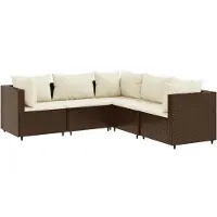vidaXL Ensemble salon de jardin 6 pièces avec coussins Marron Poly rotin