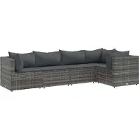 vidaXL Ensemble salon de jardin 6 pièces avec coussins Gris Poly rotin