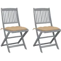 vidaXL Chaises de jardin pliantes 4 pièces avec coussins en bois massif d'acacia