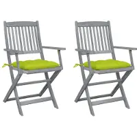 vidaXL Chaises de jardin pliantes 2 pcs. avec coussins en bois massif d'acacia