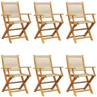 vidaXL Chaises de jardin 8 pcs. Pliable Beige Bois massif Acacia