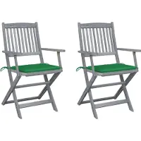 vidaXL Chaises de jardin pliantes 2 pièces avec coussin en bois massif d'acacia