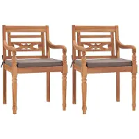 vidaXL Chaises Batavia 2 pcs. avec coussins gris foncé teck massif