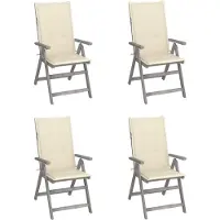 vidaXL : 8 chaises de jardin réglables avec coussins, couleur grise, en bois d'acacia