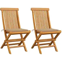 vidaXL Chaises de jardin avec coussin beige 2 pcs. Bois massif teck