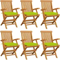vidaXL Chaises de jardin avec coussins vert clair 2 pcs. Bois massif teck