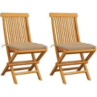 vidaXL Chaises de jardin avec coussins beiges 2 pcs. Bois massif teck