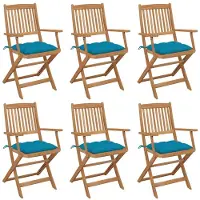 vidaXL Chaises de jardin pliantes 6 pièces avec coussins en bois massif d'acacia