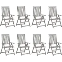 vidaXL Chaises de jardin réglables 8 pcs. Gris Acacia massif
