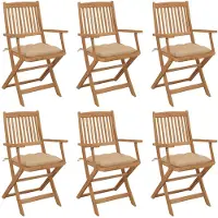 vidaXL Klappbare Gartenstühle 8 Stk. mit Kissen Massivholz Akazie