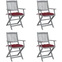vidaXL Chaises de jardin pliantes 4 pièces avec coussins en bois massif d'acacia