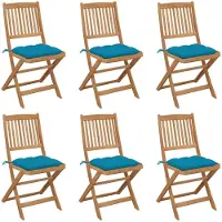vidaXL Chaises de jardin pliantes 6 pièces avec coussins en bois massif d'acacia