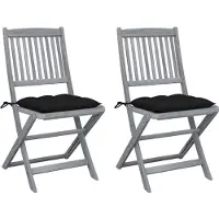 vidaXL Chaises de jardin pliantes 4 pièces avec coussins en bois massif d'acacia