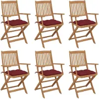 vidaXL Klappbare Gartenstühle 8 Stk. mit Kissen Massivholz Akazie