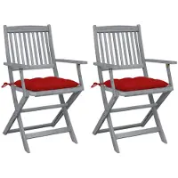 vidaXL Chaises de jardin pliantes 2 pcs. avec coussins en bois massif d'acacia