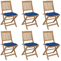 vidaXL Chaises de jardin pliantes 6 pièces avec coussins en bois massif d'acacia
