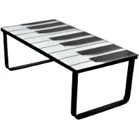 vidaXL Table basse avec plateau en verre Impression piano