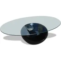 vidaXL Table basse avec plateau en verre ovale noir brillant