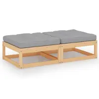 vidaXL Garten-Fußhocker mit Kissen 2 Stk. Massivholz Kiefer