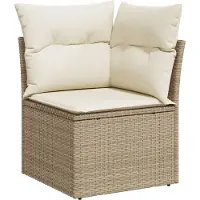 vidaXL Ensemble de 12 canapés de jardin avec coussins Beige Poly Rattan