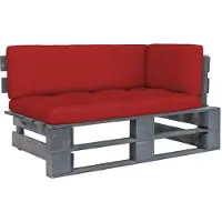 vidaXL Canapé d'angle d'extérieur Palettes Pin imprégné Gris