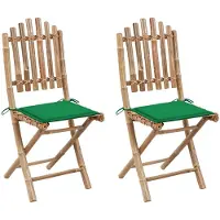 vidaXL Chaises de jardin pliantes 2 pcs. avec coussin bambou