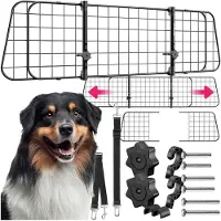 TecTake - Porte-chien pour voiture - Universel avec largeur variable jusqu'à max. 154 cm - Protection et séparation du coffre - 2 ceintures de sécurité incluses - Montage facile