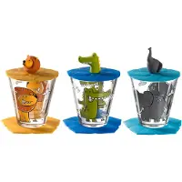 Leonardo Set de Verres pour Enfant Leonardo Lion Crocodile Elephant (9-pièces)