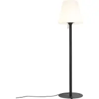 QAZQA Lampadaire d'extérieur moderne noir avec abat-jour blanc IP44 - Big Virginia