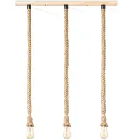 Home Sweet Home - Landelijke Hanglamp Leonardo - geschikt voor E27 LED lichtbron - 3 lichts hanglamp gemaakt van Touw - 95/12/130cm - Pendellamp geschikt voor woonkamer, slaapkamer en keuken