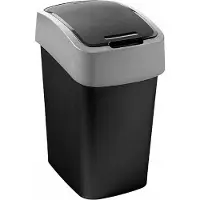 Curver Poubelle PACIFIC FLIP BIN, 25 litres, 34x26x47 cm, noir/gris, pour déchets