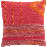 J-Line Coussin Merry Ethnic Tressé Carré Coton Rose-Violet