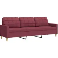 vidaXL Canapé 3 places vin rouge 210 cm Tissu
