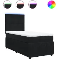 vidaXL Lit boxspring avec matelas noir 100x200 cm velours