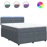 vidaXL Lit boxspring avec matelas gris foncé 140x200 cm velours