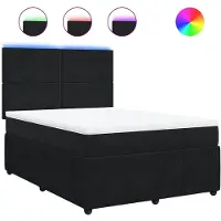 vidaXL Lit boxspring avec matelas noir 140x190 cm velours