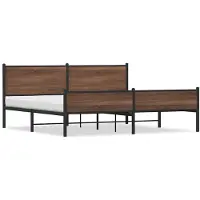 vidaXL Lit métallique sans matelas brun aspect chêne 200x200 cm
