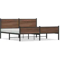 vidaXL Lit métallique sans matelas aspect chêne brun 160x200 cm