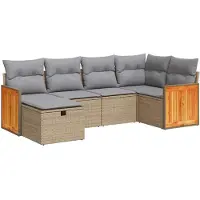 vidaXL Ensemble de salon de jardin 6 pièces avec coussins Beige Poly Rattan