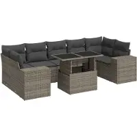 vidaXL Ensemble de jardin canapé 8 pièces avec coussins Gris Poly rotin