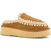 Mou pour femme. MU.FW681004A Sabot Eskimo Plateforme sabots en cuir marron (41), Superiéur à 10 cm, Aucun, Casuel